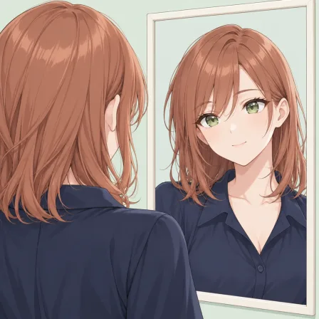 looking at mirror