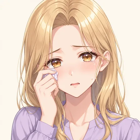 wiping tears