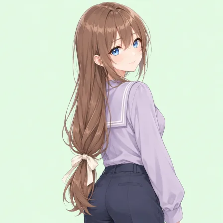 low-tied long hair
