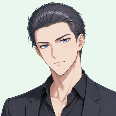 hair slicked back