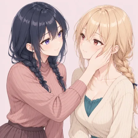 hand on another's cheek