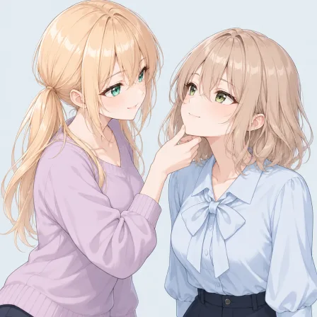 hand on another's chin