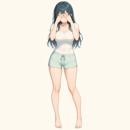 covering own eyes