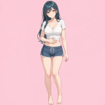 hand on own stomach