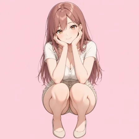 hands on own cheek