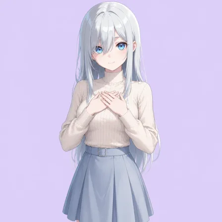 hands on own chest