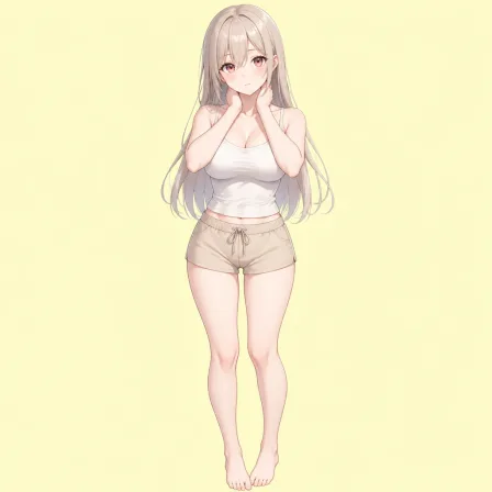 hands on own neck