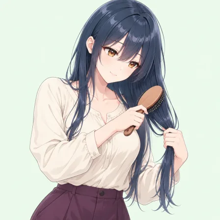 brushing hair