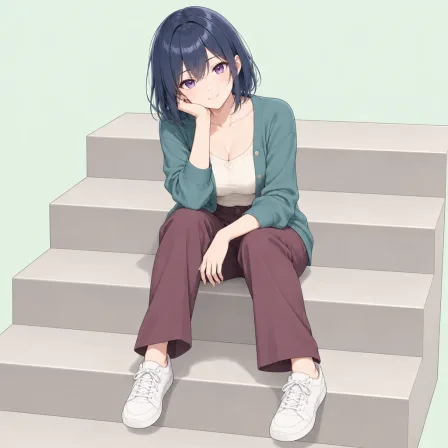 sitting on stairs