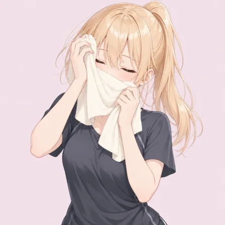 wiping face