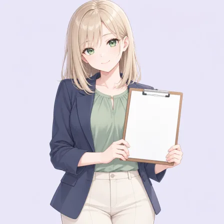 holding clipboard