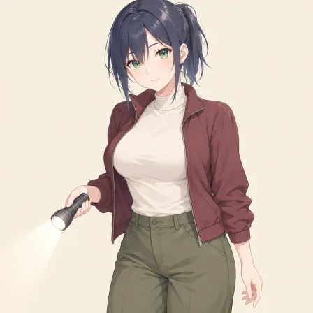 holding flashlight