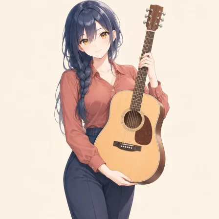 holding guitar