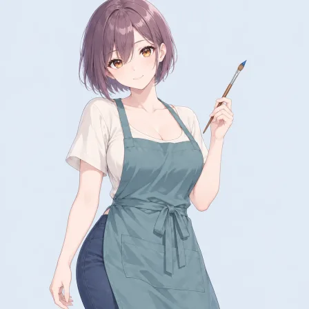 holding paintbrush