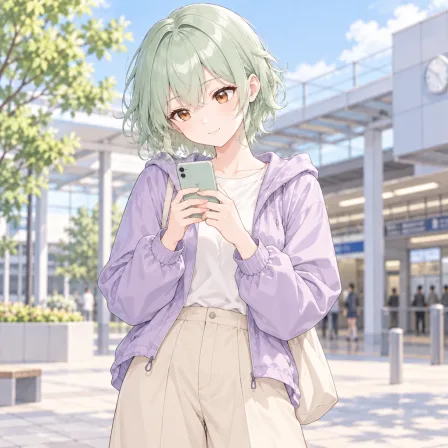 holding phone