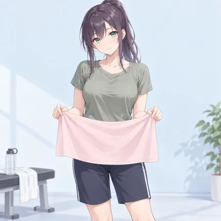 holding towel