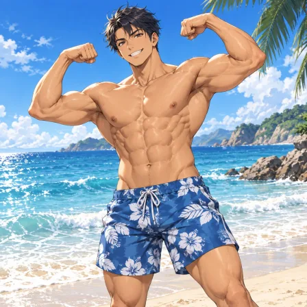 ビーチのマッチョ