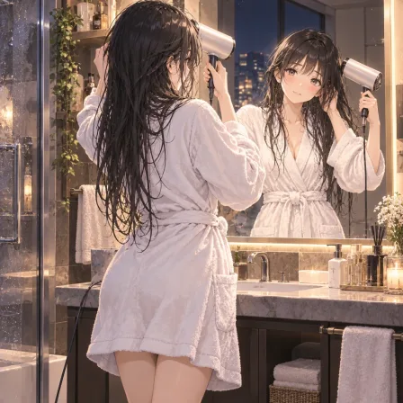 お風呂上がりのドライヤー
