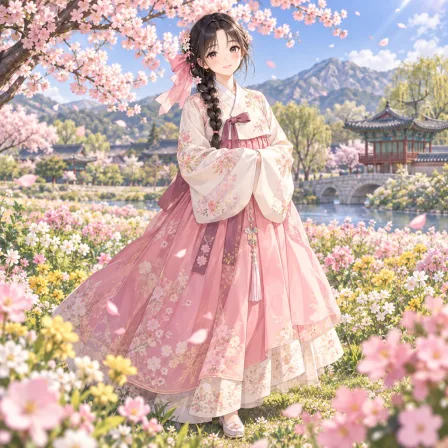 韓服の春