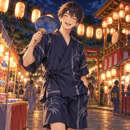 甚平で夏祭り