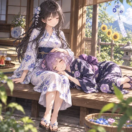 縁側の膝枕