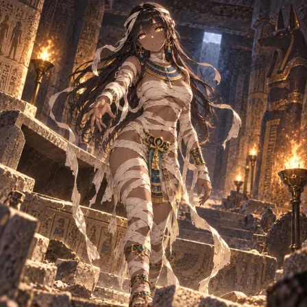 古代墓所のミイラ娘