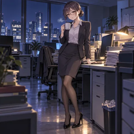 残業中のOL