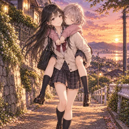 おんぶの姉妹