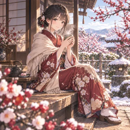 梅とお茶