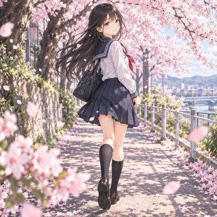 桜並木の通学路