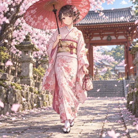 桜と着物