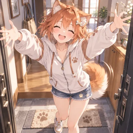 柴犬娘のお出迎え