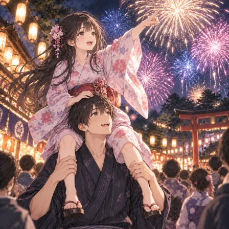 肩車の夏祭り