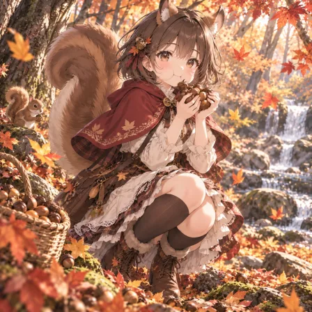 どんぐり集めのリス娘