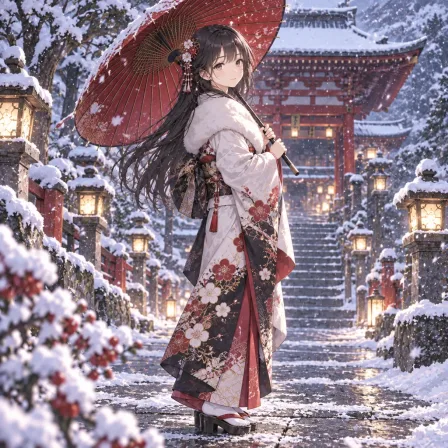和傘と雪